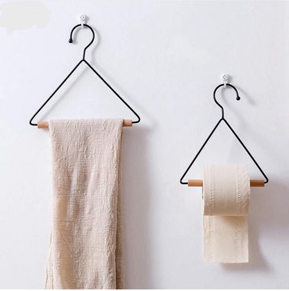 Nordic Geometric design wood iron towel storage rack