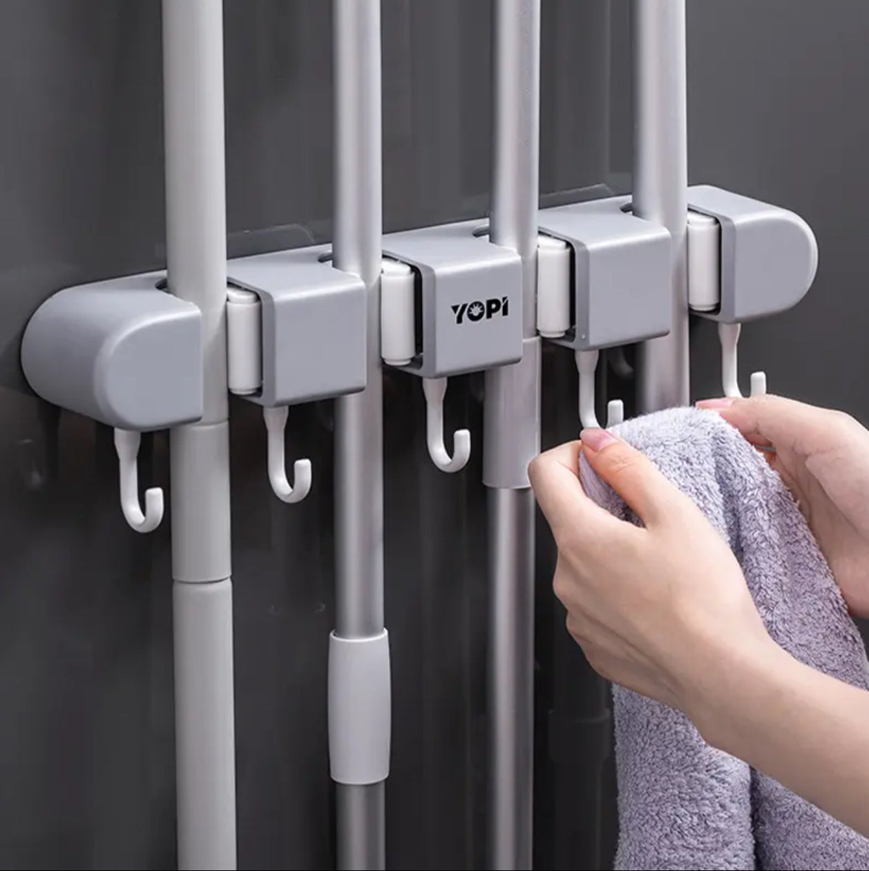 Non slip wall Mounted mop holder