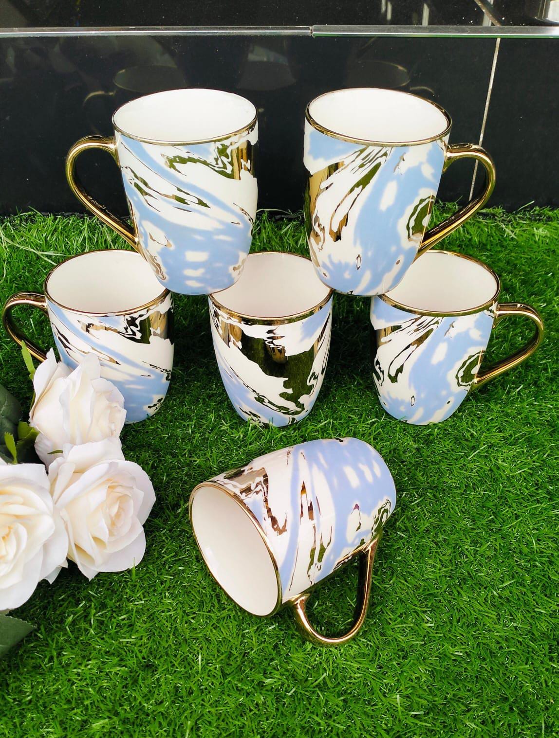 A set of 6pcs Classy Mugs with gold rim