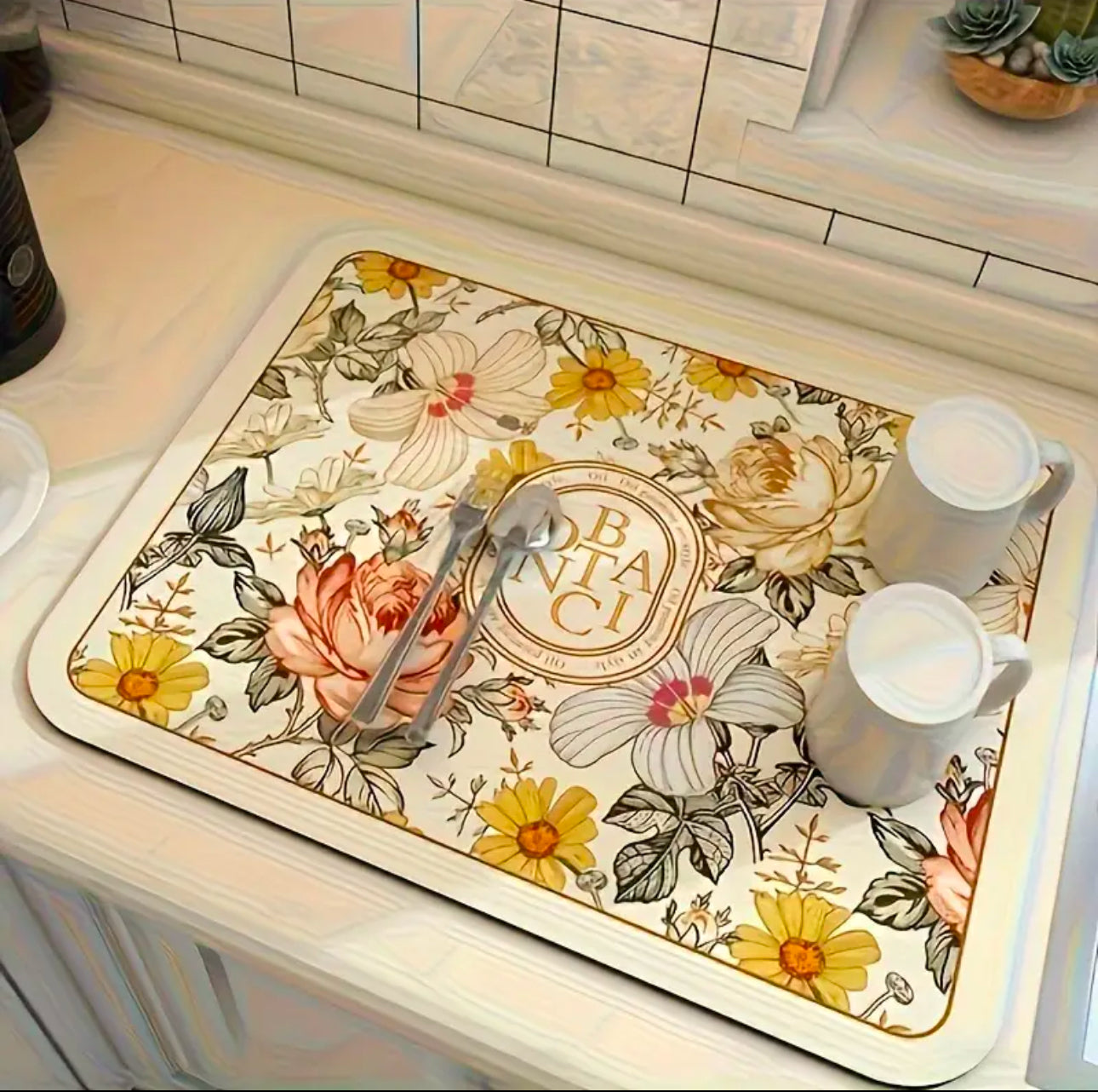 Absorbent dish drying mat