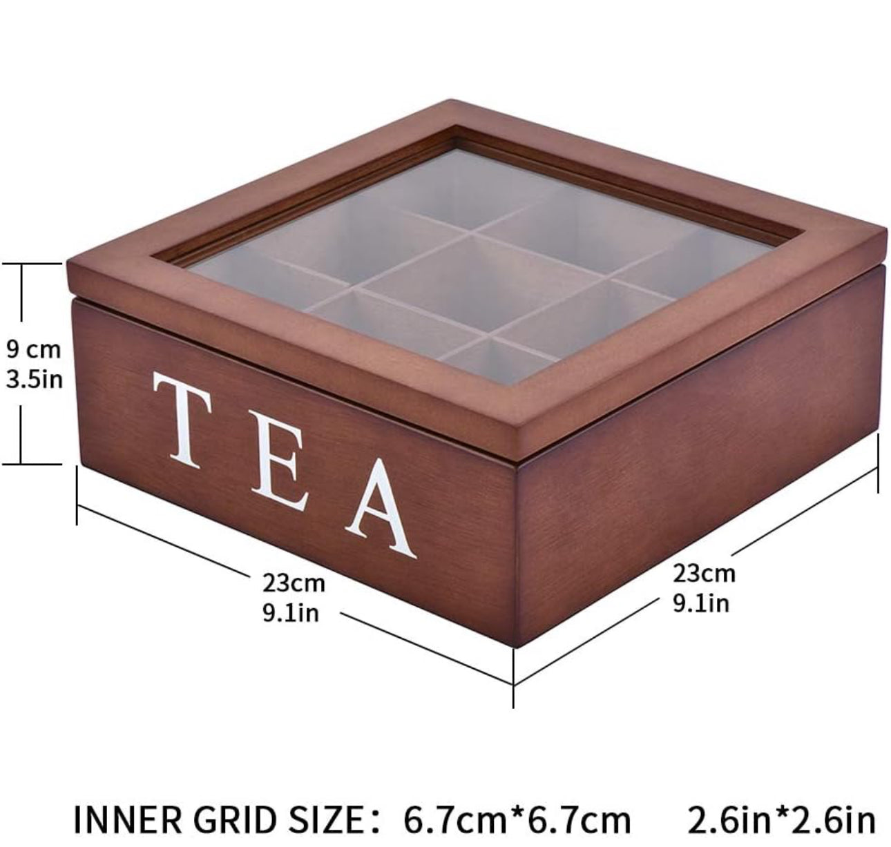 Wooden 9 Grids Tea Box