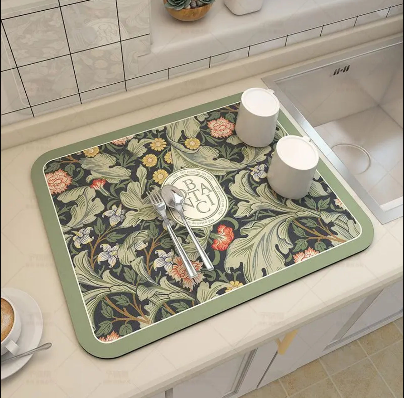 Absorbent dish drying mat