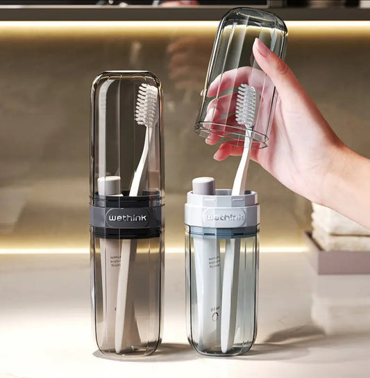 Portable travel toothbrush/toothpaste holder