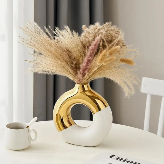 White Gold Ceramic Vase