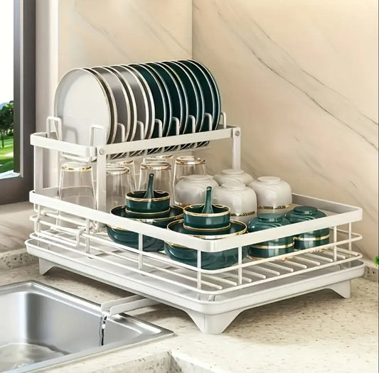 2 tier dish rack with cutlery holder & Chop Board Holder