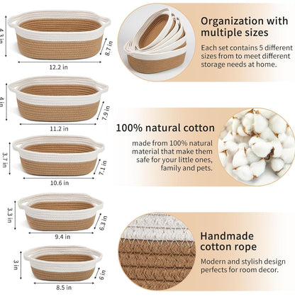 5pcs set Cotton rope basket