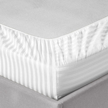 White striped fitted white bedsheets set
