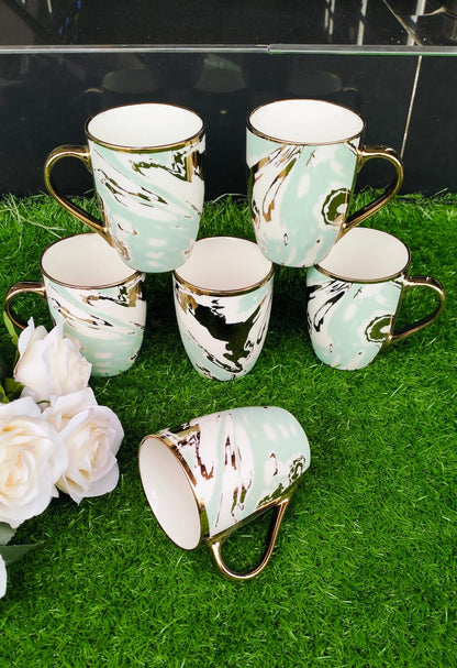 A set of 6pcs Classy Mugs with gold rim