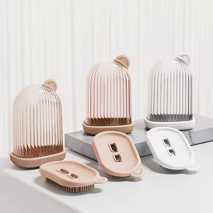 Portable Travel soap dish holder with shower brush