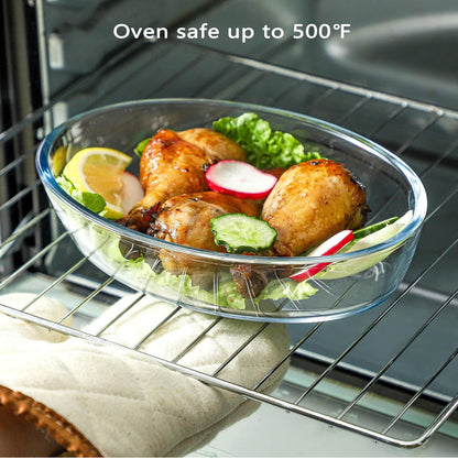2pc set glass oval baking dish