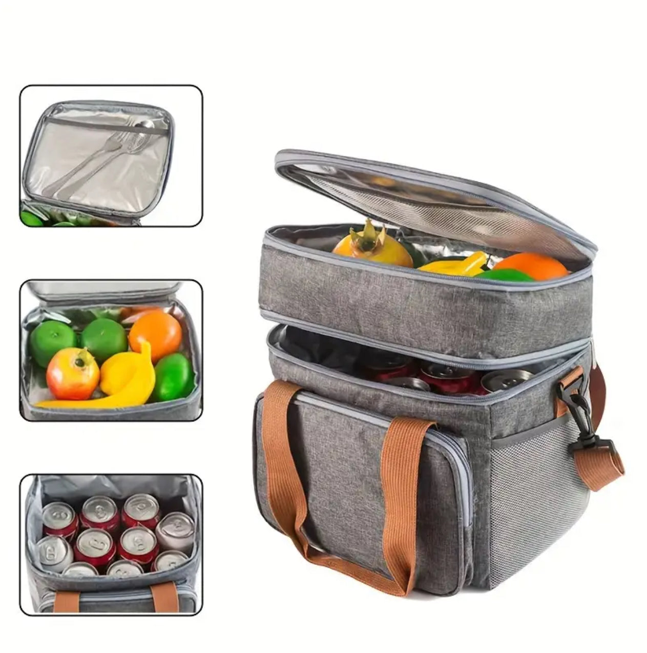 Double Compartment (15L) Insulated Lunch Bag