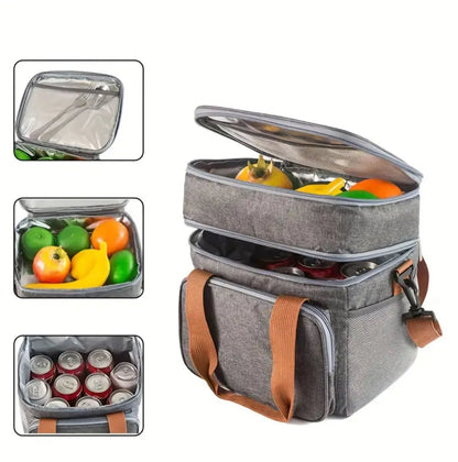 Double Compartment (15L) Insulated Lunch Bag