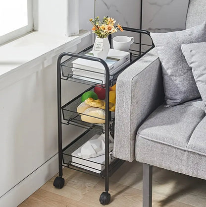 3 layer Multifunctional mesh design storage trolley