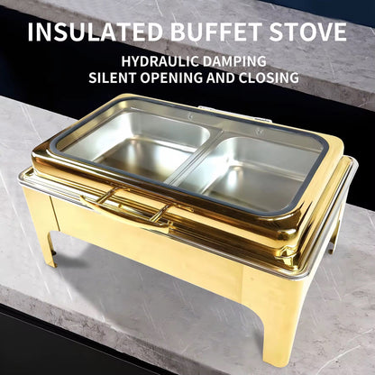 9L Golden Hydraulic autoclose chaffing dishes with Glass top
