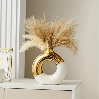 White Gold Ceramic Vase