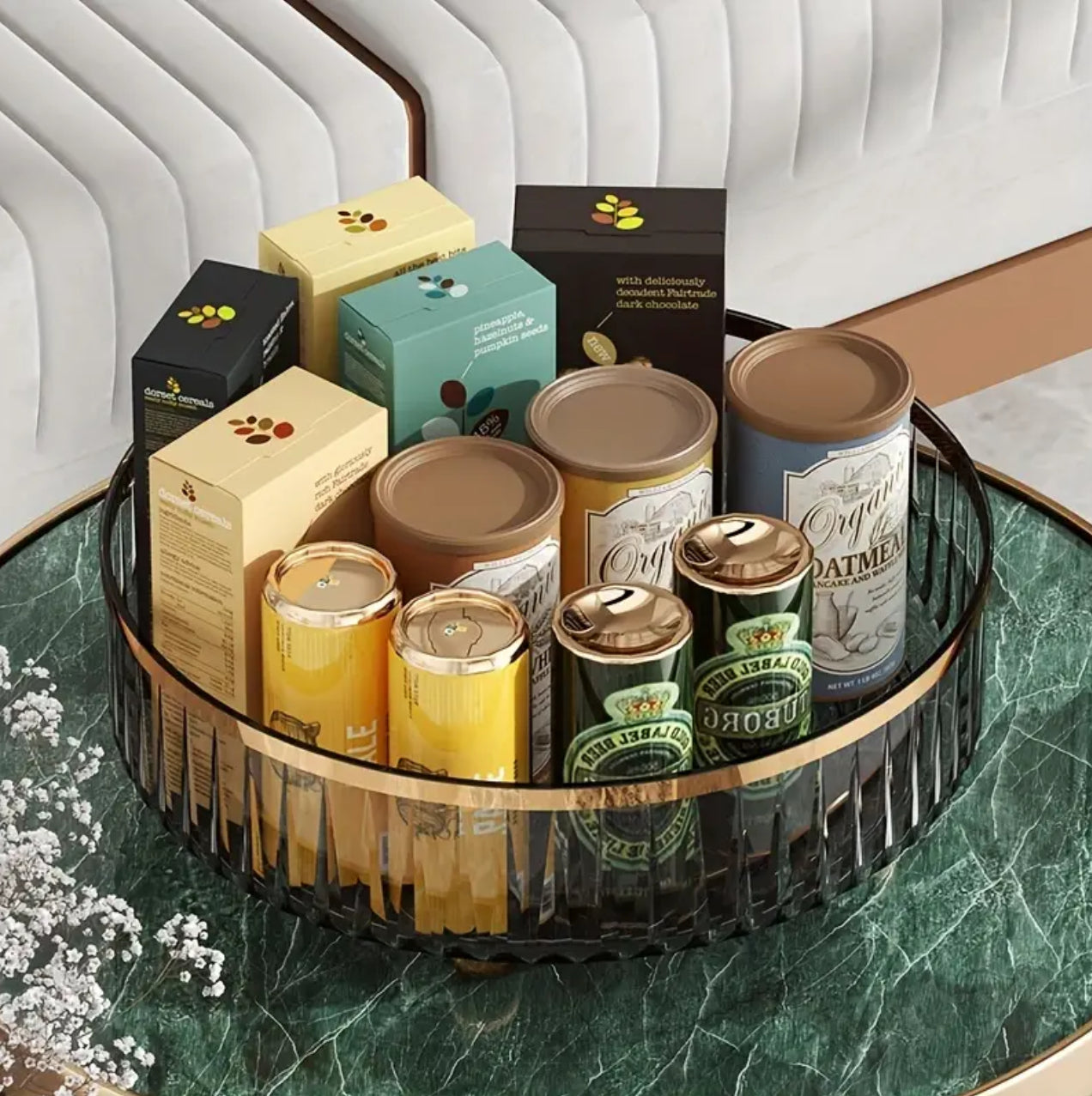 360-degree Rotating Turntable Organizer Space Saving Multi-Functional Storage Tray