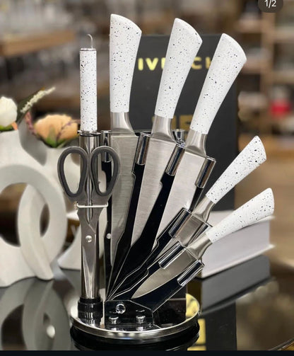 9pcs Marble design Kitchen knife sets
