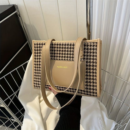 Classic Houndstooth Pattern Square Shoulder  bag