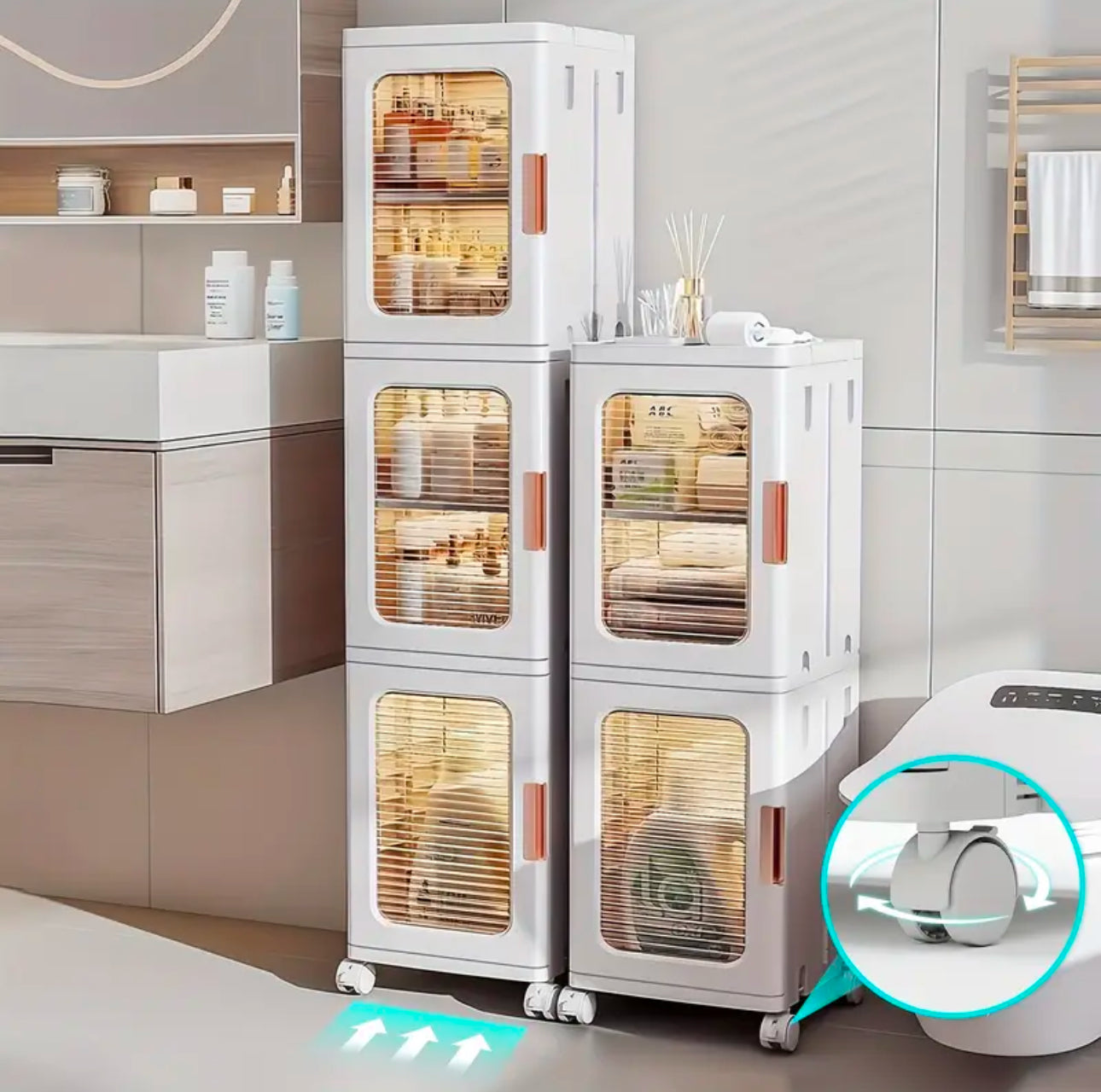 3 compartments storage cabinet