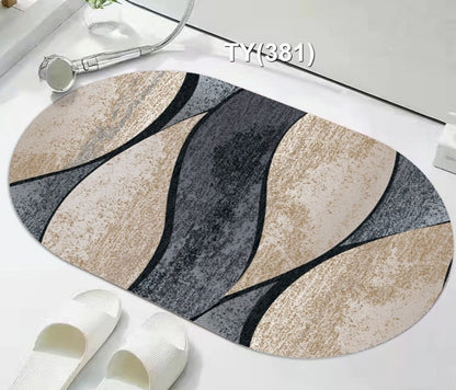 Super Absorbent oval rubber Mat,Slip-resistant Bath Room Mat