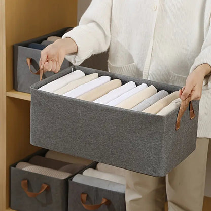 Collapsible HEAVY DUTY HARD Fabric Closet Organizer with handles and metallic support