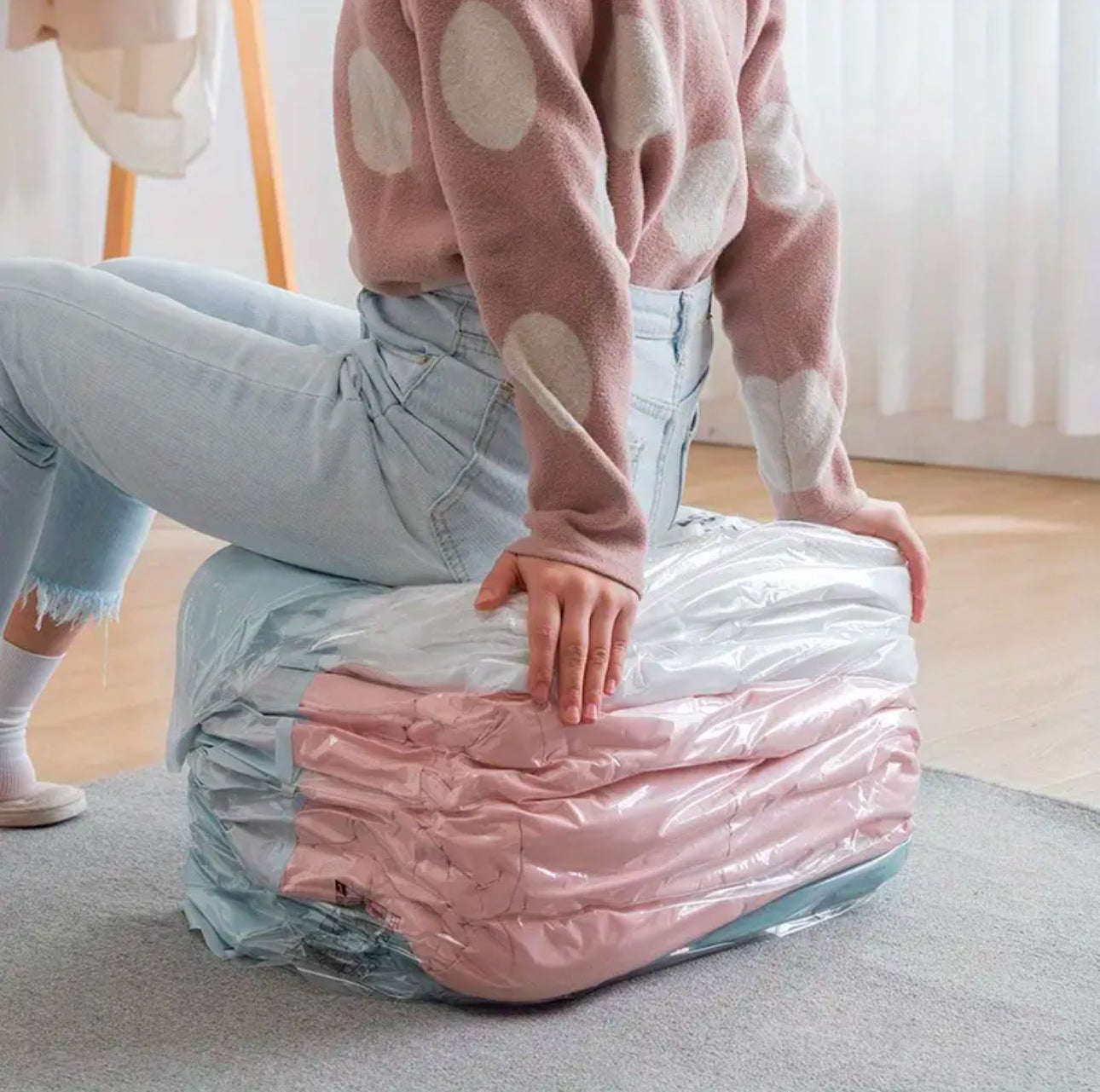 5pcs set No Pump Needed Vacuum Storage Bags