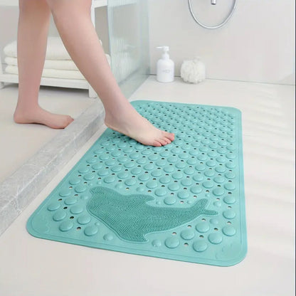 Bathroom anti slip mat with dolphin lazy scrubber