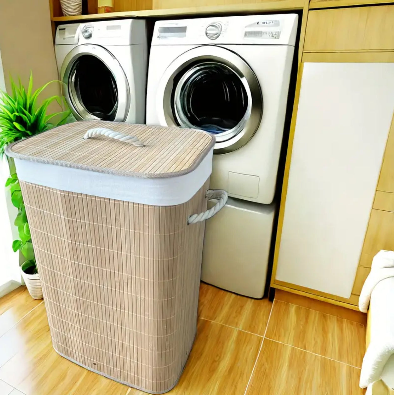 FOLDABLE LARGE CAPACITY Wooden laundry basket