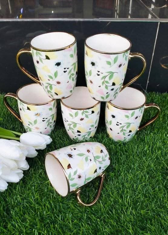 A set of 6pcs Classy Mugs with gold rim