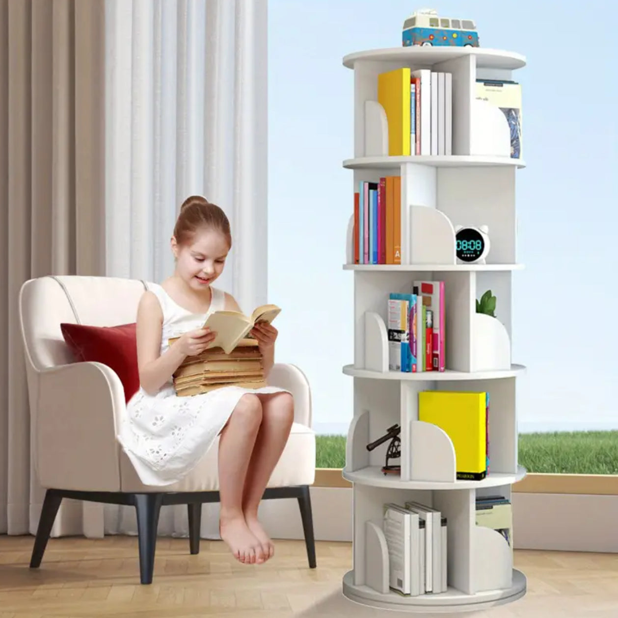 Rotating book shelf