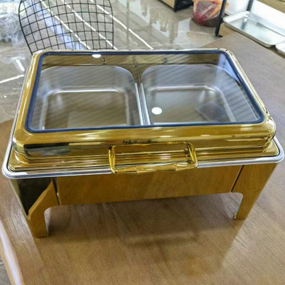 9L Golden Hydraulic autoclose chaffing dishes with Glass top