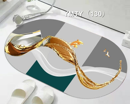 Super Absorbent oval rubber Mat,Slip-resistant Bath Room Mat