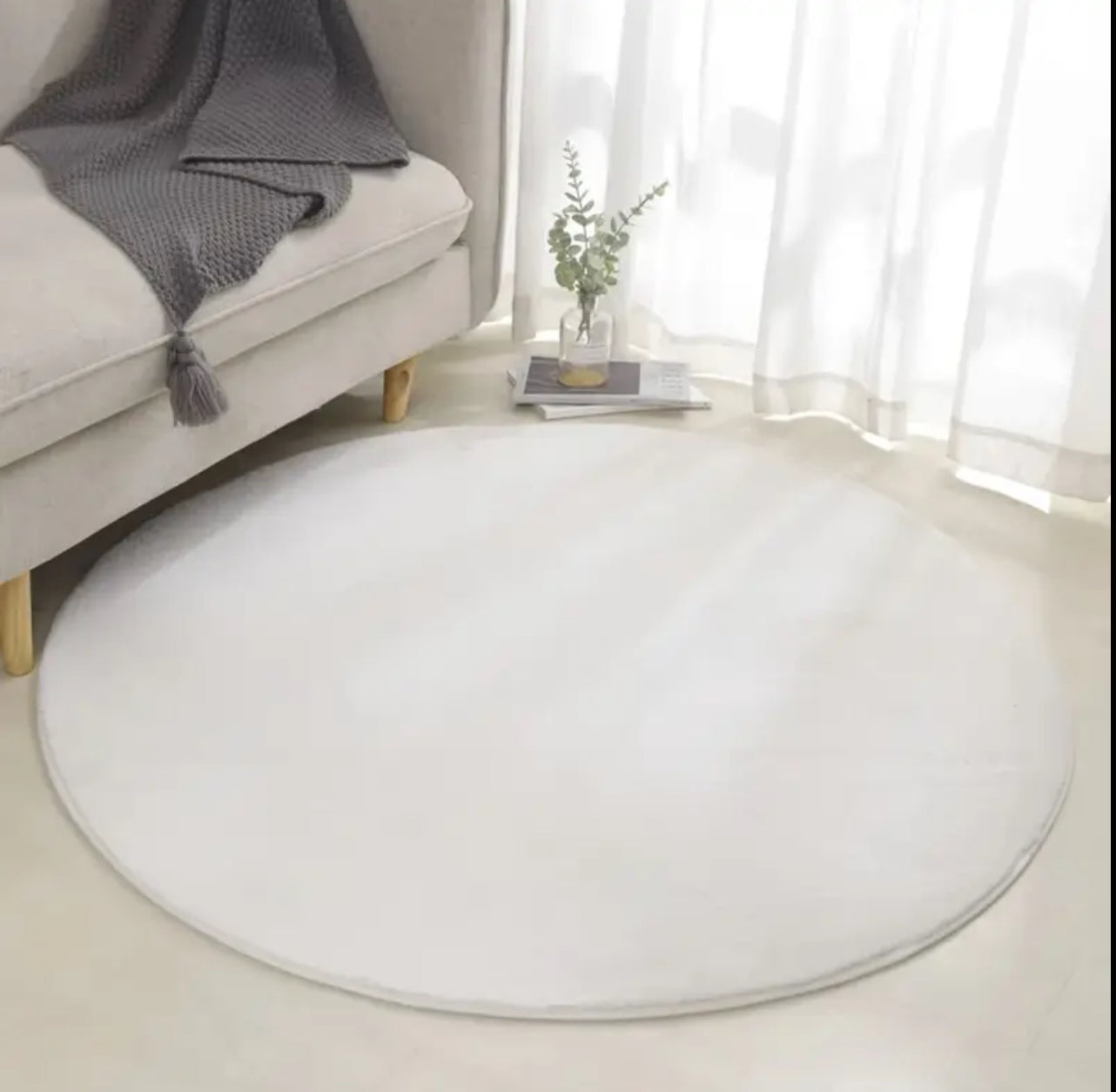 Round Carpet Soft Fleece Mat Anti-Slip Area Rug
