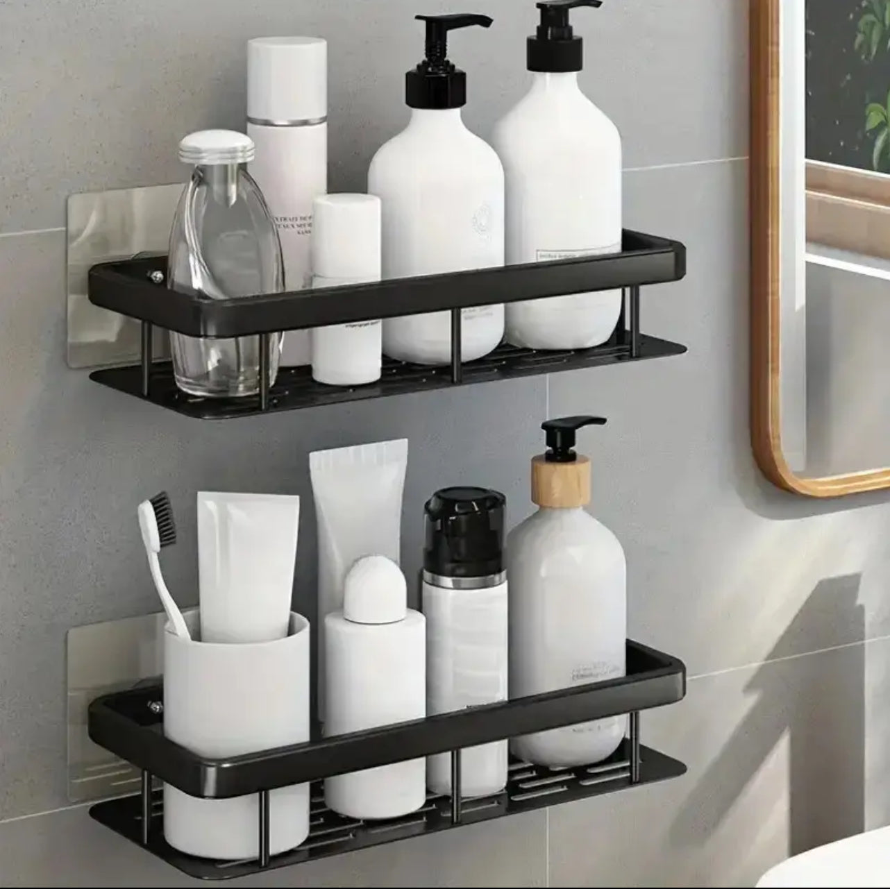 Double bathroom racks
