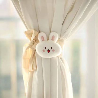 2pc Cartoon Bear Curtain 3D Cute Window Curtain Buckles