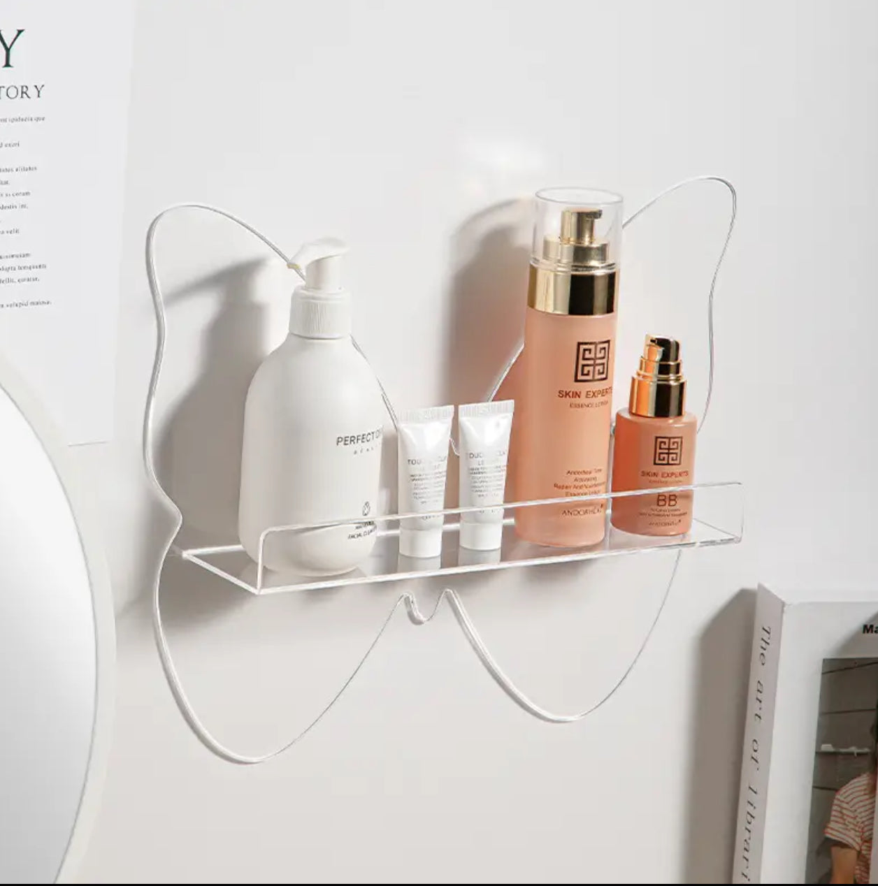 Acrylic  Butterfly design Floating Bathroom Shelve