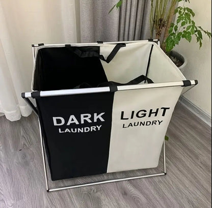 2 compartment foldable laundry basket