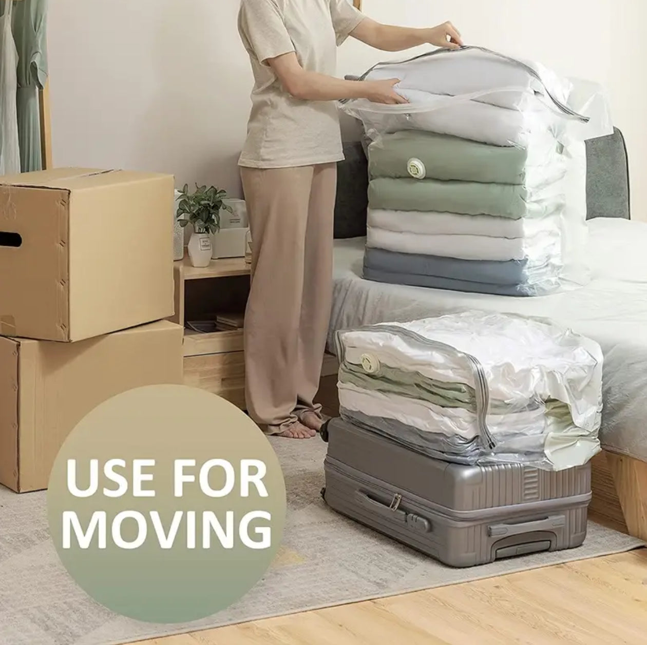 5pcs set No Pump Needed Vacuum Storage Bags