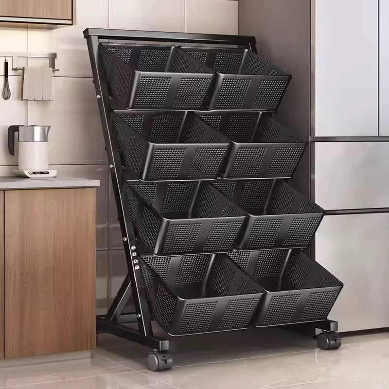 360° Rotating Multifunctional Metallic Vegetable/Fruits Cart Storage Rack