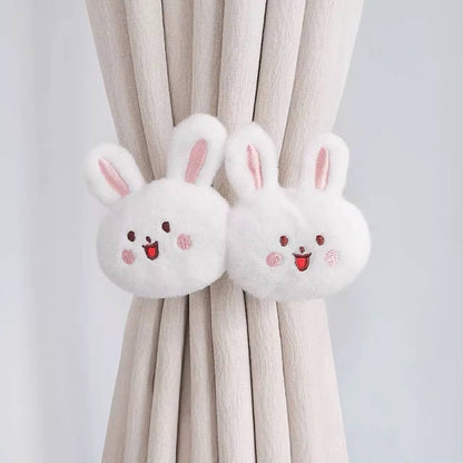 2pc Cartoon Bear Curtain 3D Cute Window Curtain Buckles