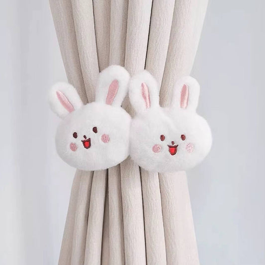 2pc Cartoon Bear Curtain 3D Cute Window Curtain Buckles