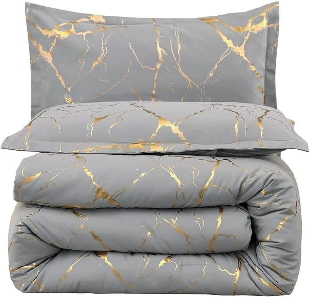 Luxury Gold Marble texture Foil style DUVET COVER Set
