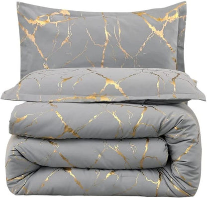 Luxury Gold Marble texture Foil style DUVET COVER Set