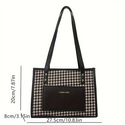 Classic Houndstooth Pattern Square Shoulder  bag