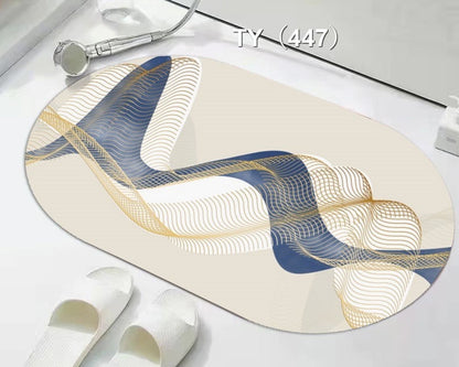 Super Absorbent oval rubber Mat,Slip-resistant Bath Room Mat