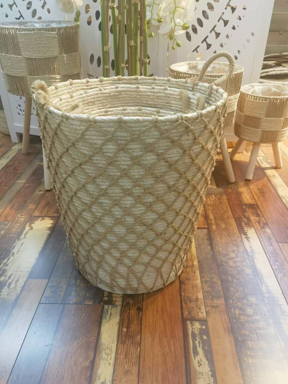 High Quality Set of 3 Stackable handmade baskets