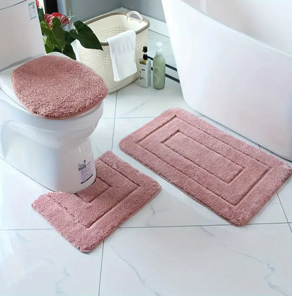 3pcs high quality flocking Toilet mat set