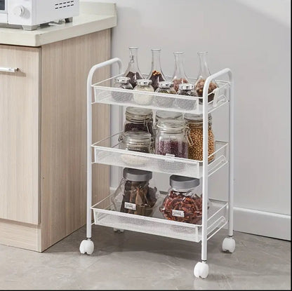 3 layer Multifunctional mesh design storage trolley