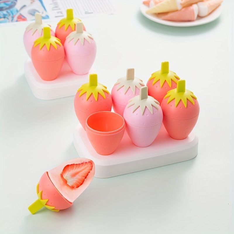 6 grids strawberry ice cream popsicles mold