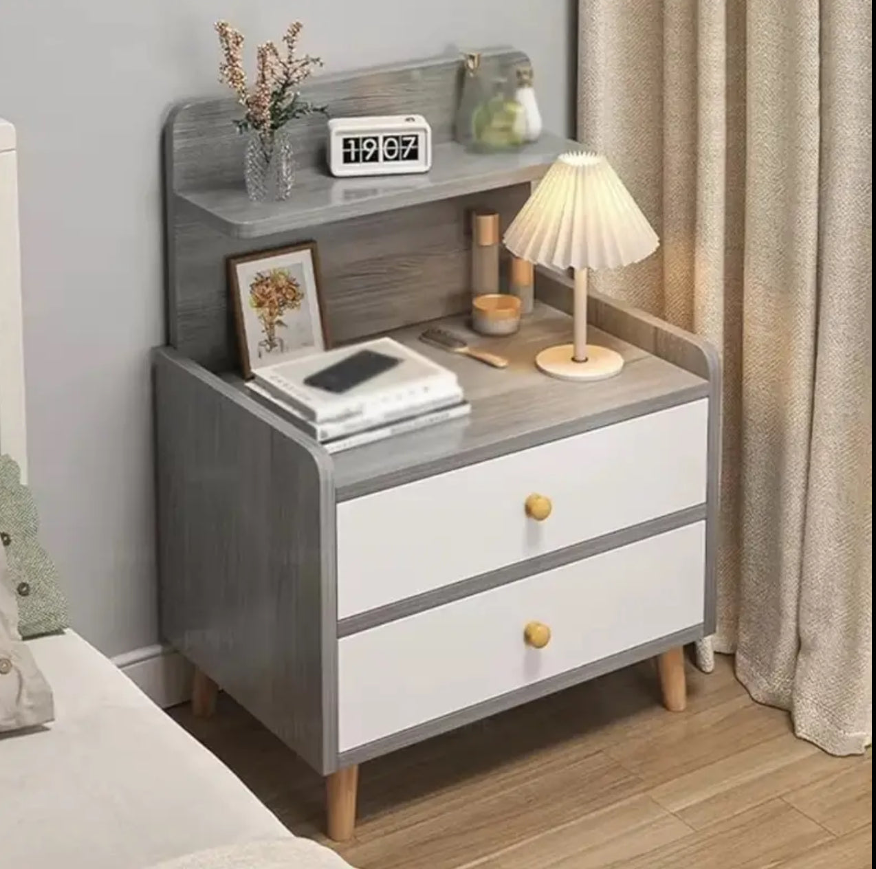 Bedside table with 2 drawers